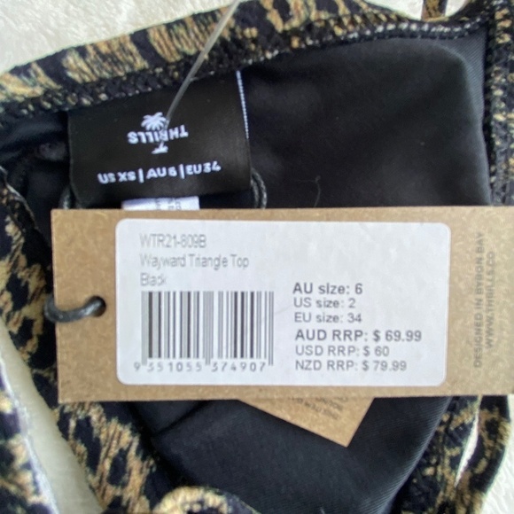 New!Free People Thrills Animal wayward triangle string bikini top 14787 - Picture 11 of 12